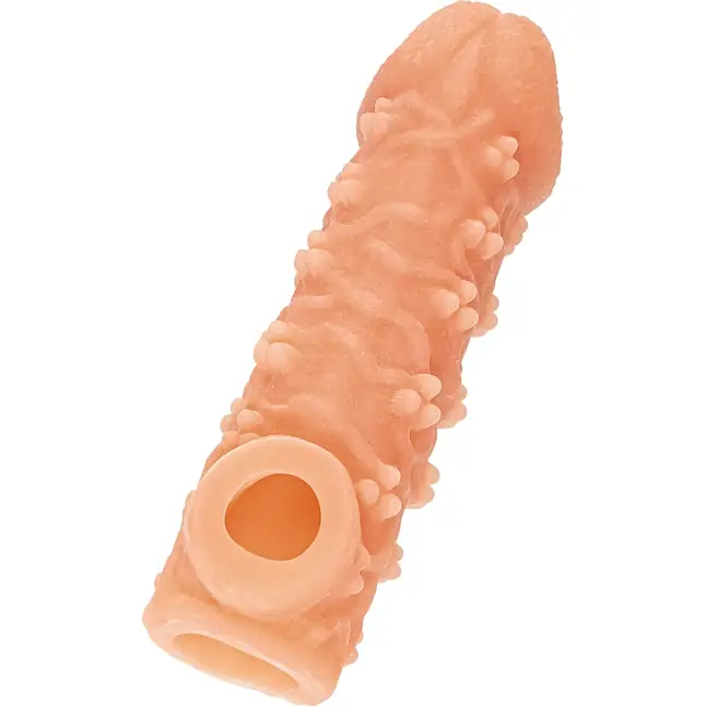 Телесная закрытая насадка с пучками шишечек Cock Sleeve 009 Size L - 17,6 см
