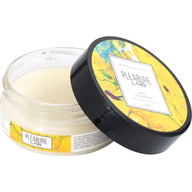 Твердое массажное масло Pleasure Lab Refreshing с ароматом манго и мандарина - 50 мл. Фотография 2.