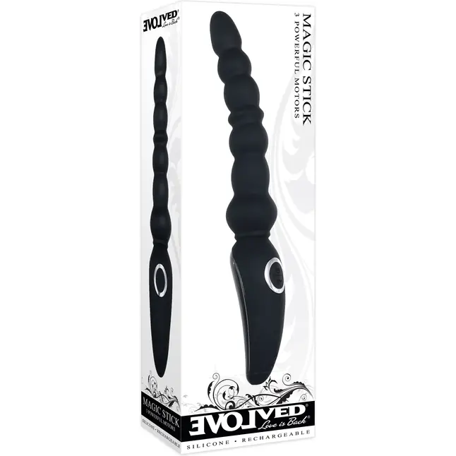 Черная анальная виброелочка Magic Stick - 22,6 см. Фотография 3.
