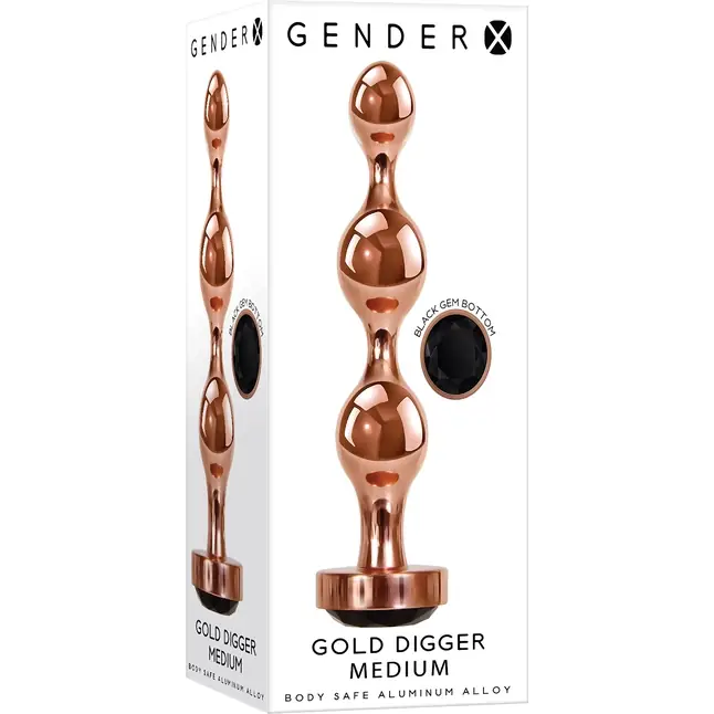 Золотистый анальный стимулятор-елочка Gold Digger Medium - 11,7 см. Фотография 4.