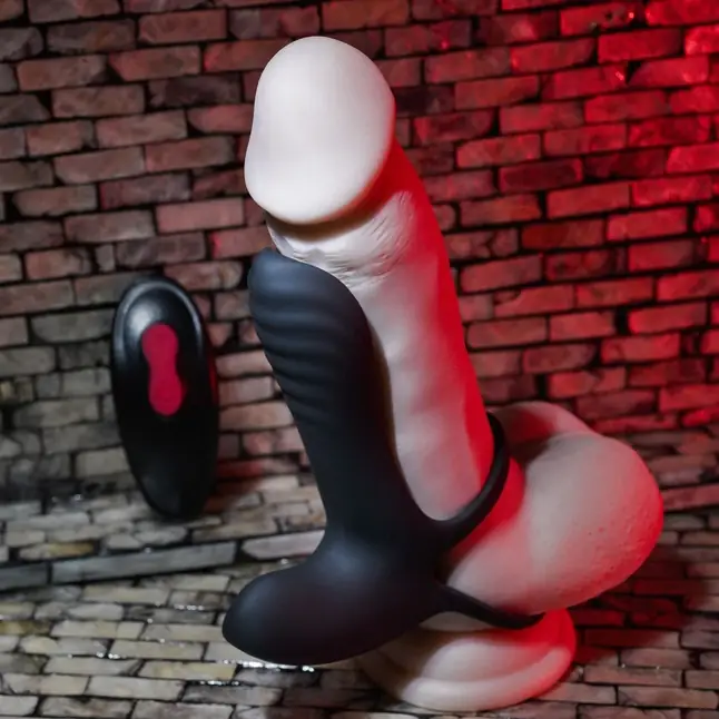 Черная насадка-эректор с пультом ДУ Vibrating Girth Enhancer. Фотография 9.
