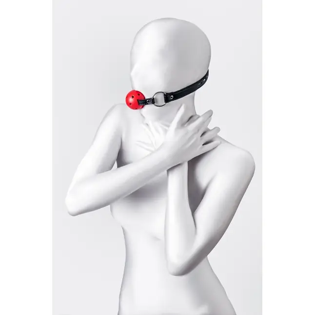 Красный кляп-шар на черных ремешках - Anonymo. Фотография 2.