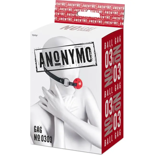 Красный кляп-шар на черных ремешках - Anonymo. Фотография 9.