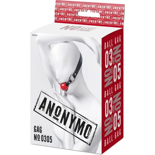 Красный кляп-шар на черных ремешках Anonymo - Anonymo. Фотография 10.
