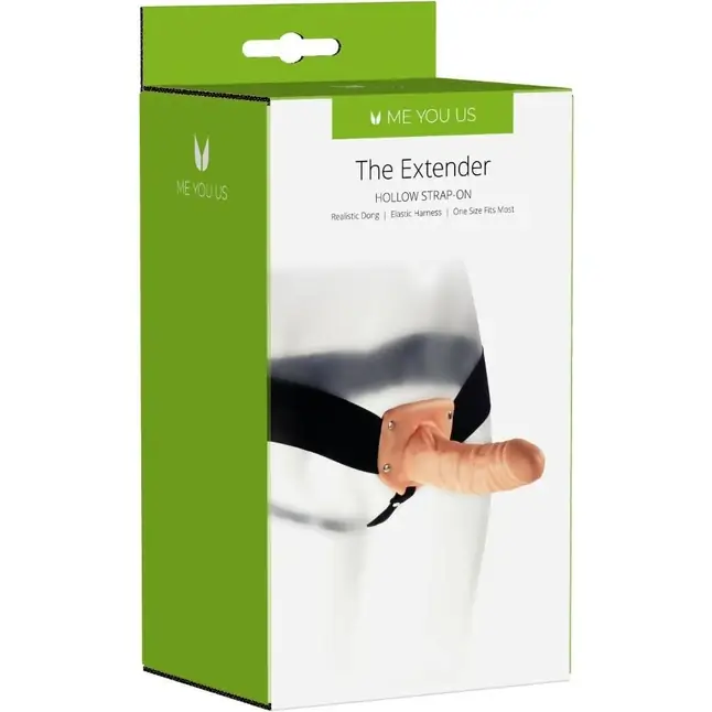 Телесный полый страпон The Extender Hollow Strap On - 15 см. Фотография 2.