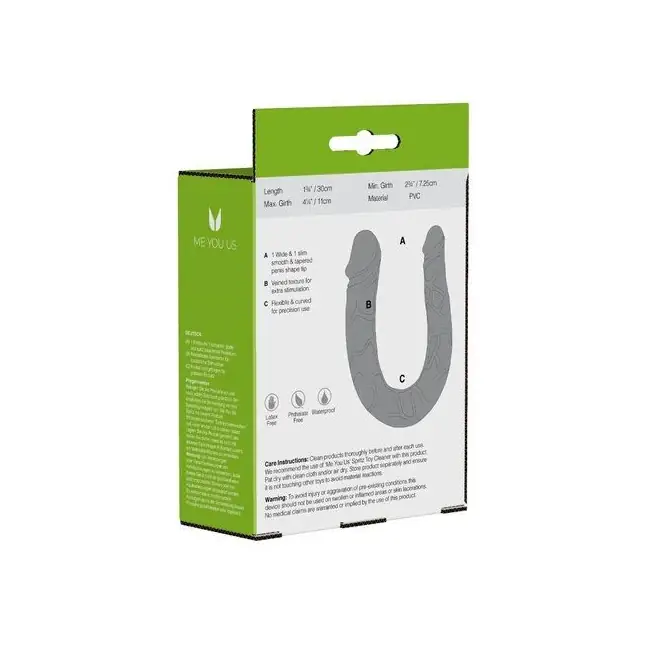 Фиолетовый U-образный фаллоимитатор Mini Double Dong - 30 см. Фотография 3.