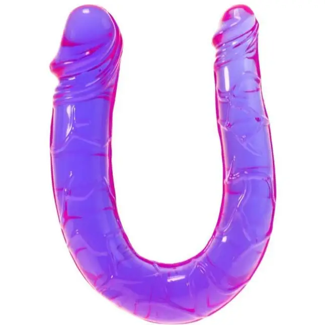 Фиолетовый U-образный фаллоимитатор Mini Double Dong - 30 см