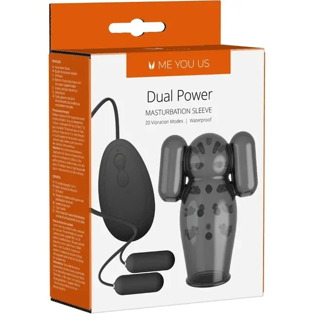Черная вибронасадка для мастурбации Dual Power Masturbation Sleeve. Фотография 2.