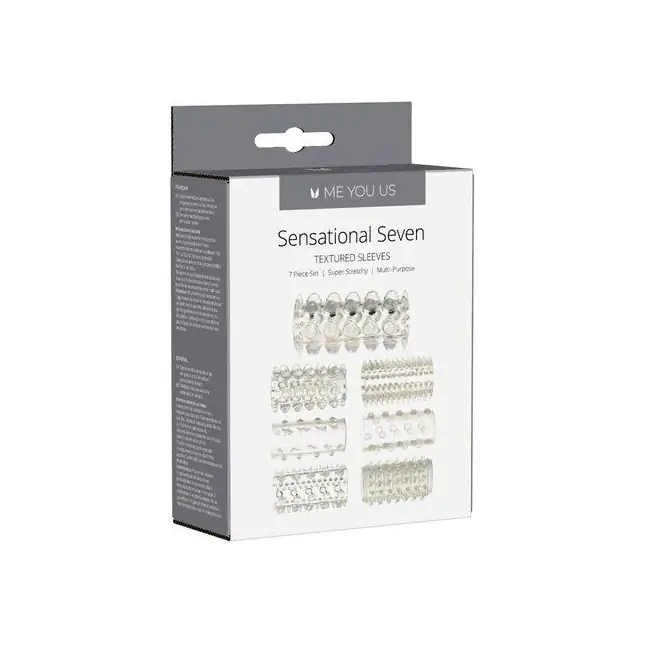 Набор из 7 прозрачных насадок Sensual Seven Textured Sleeves. Фотография 2.