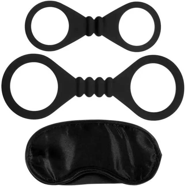 Черный набор для бондажа Bound To Please Blindfold Wrist And Ankle Cuffs