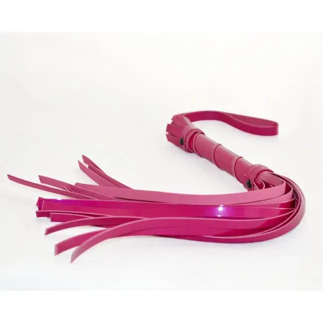 Розовая лаковая плеть из искусственной кожи - 40 см - BDSM accessories