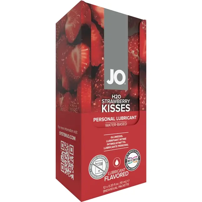 Смазка на водной основе с ароматом малинового щербета JO Flavored Raspberry Sorbet - 12 саше по 10 мл - JO H2O Flavors. Фотография 2.