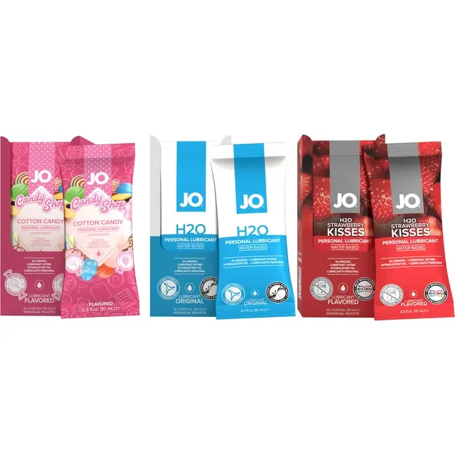 Смазка на водной основе с ароматом малинового щербета JO Flavored Raspberry Sorbet - 12 саше по 10 мл - JO H2O Flavors. Фотография 4.