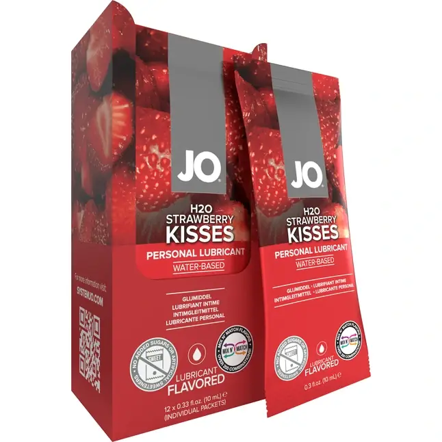 Смазка на водной основе с ароматом малинового щербета JO Flavored Raspberry Sorbet - 12 саше по 10 мл - JO H2O Flavors