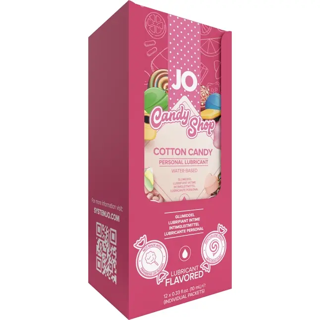 Смазка на водной основе Candy Shop Cotton Candy с ароматом сладкой ваты - 12 саше по 10 мл - JO Candy Shop. Фотография 2.