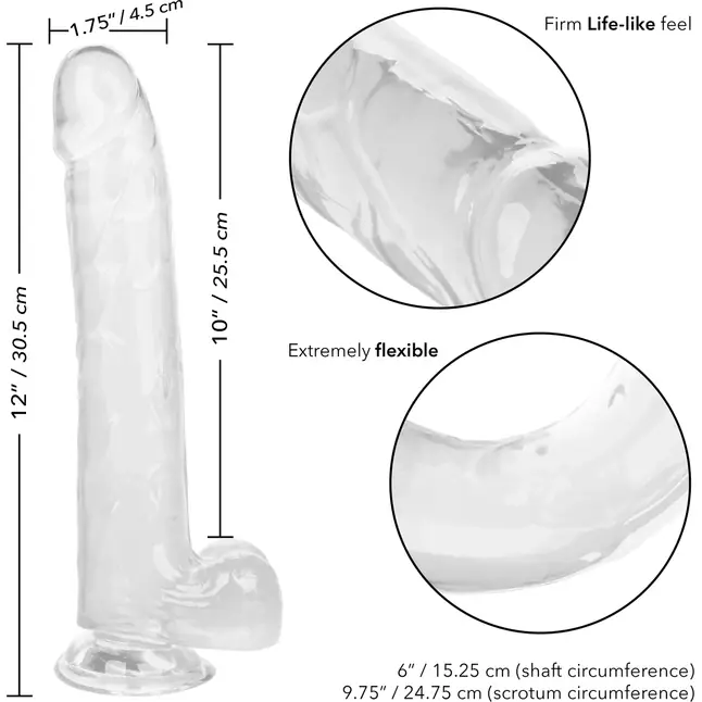 Прозрачный фаллоимитатор-гигант Size Queen 10 - 30,5 см - Size Queen. Фотография 3.