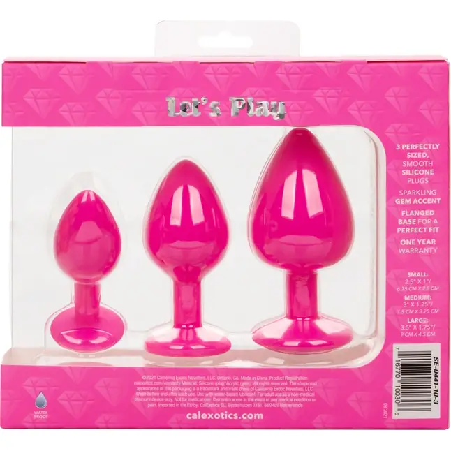Набор из трёх розовых анальных пробок с кристаллом Cheeky Gems - Anal Toys. Фотография 5.