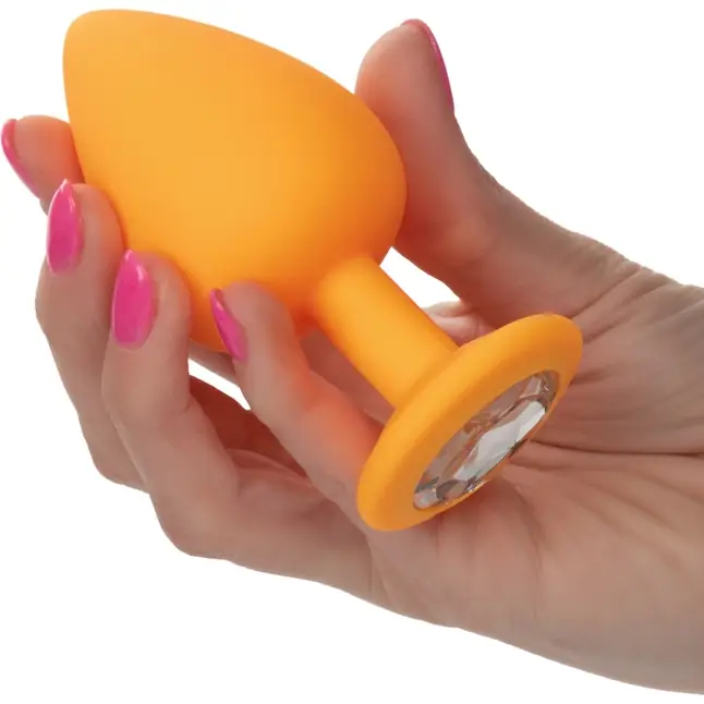 Набор из трёх оранжевых анальных пробок с кристаллом Cheeky Gems - Anal Toys. Фотография 2.