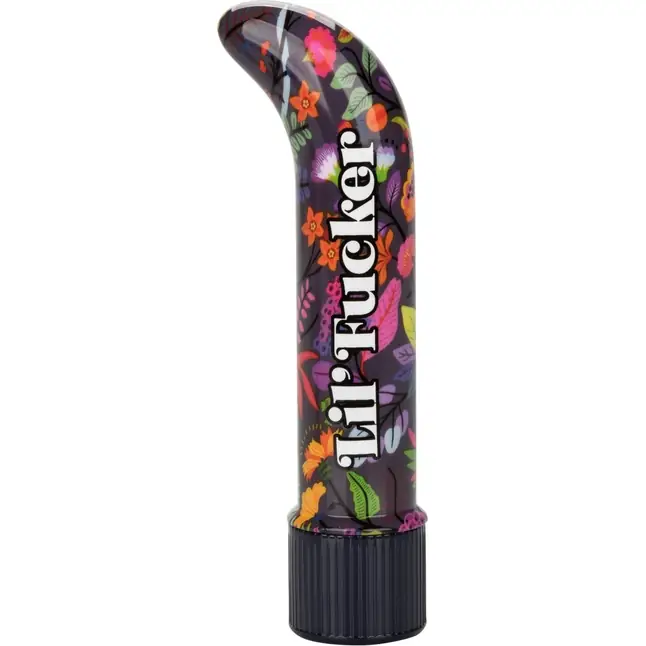 Черный мини-вибратор с цветочным принтом Lil Fucker Mini G-Spot Vibrator - 12,75 см - Naughty Bits