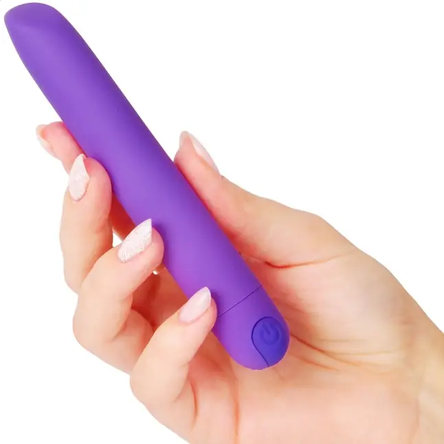 Фиолетовый мини-вибромассажёр со скошенным кончиком - 13 см - COSMO ORGASM. Фотография 2.