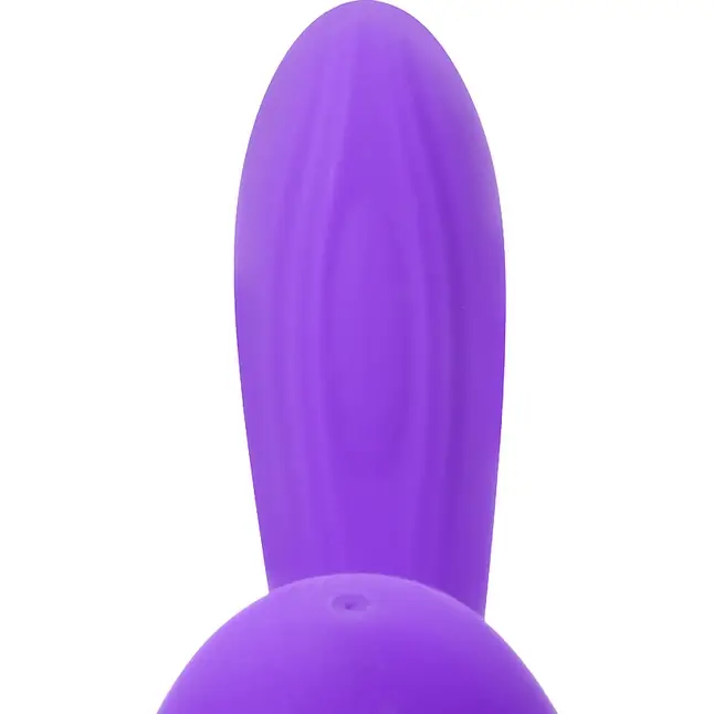 Фиолетовый изогнутый вибромассажер двойного действия - 18 см - COSMO ORGASM. Фотография 3.