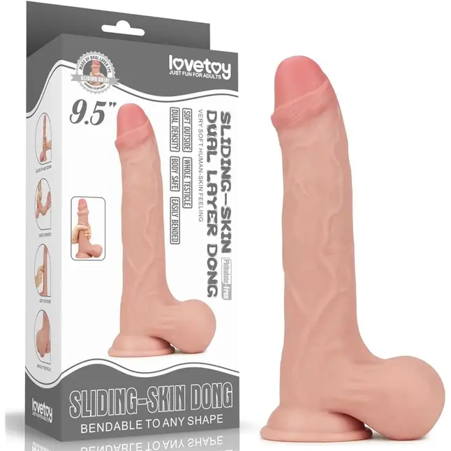 Телесный фаллоимитатор Sliding Skin Dual Layer Dong - 24,5 см. Фотография 2.