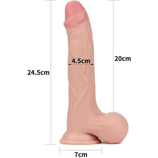 Телесный фаллоимитатор Sliding Skin Dual Layer Dong - 24,5 см. Фотография 4.