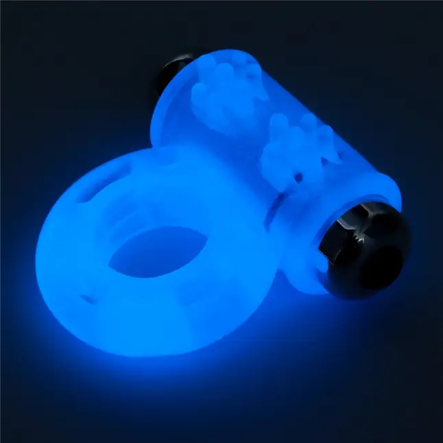 Голубое, светящееся в темноте эрекционное виброкольцо Lumino Play Vibrating Penis Ring. Фотография 5.