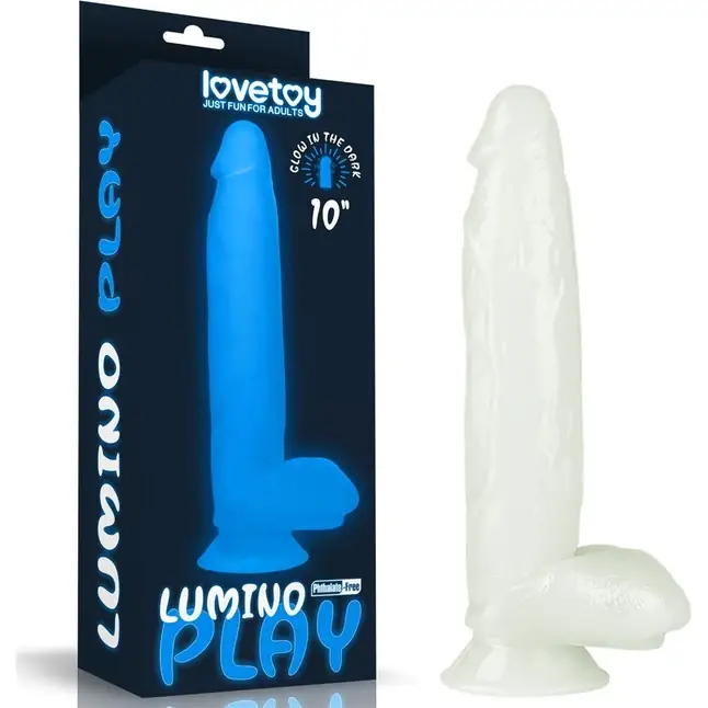 Прозрачный, светящийся в темноте фаллоимитатор Lumino Play Dildo - 26 см