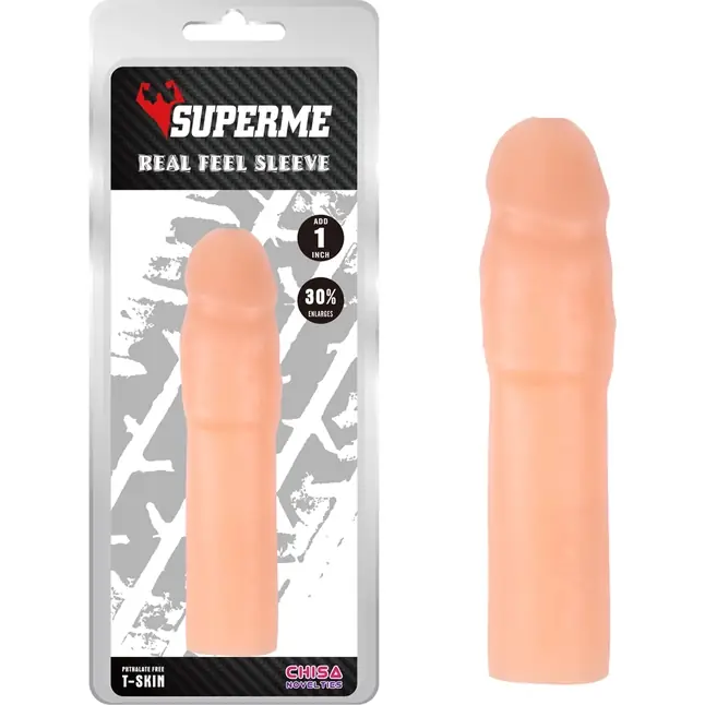 Телесная насадка-удлинитель Real Feel Sleeve - 16,8 см - SuperMe. Фотография 2.