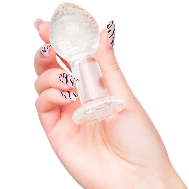 Прозрачная, светящаяся в темноте анальная втулка - 6,5 см - Sexus Glass. Фотография 3.