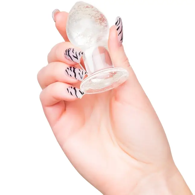 Прозрачная, светящаяся в темноте анальная втулка - 9 см - Sexus Glass. Фотография 3.