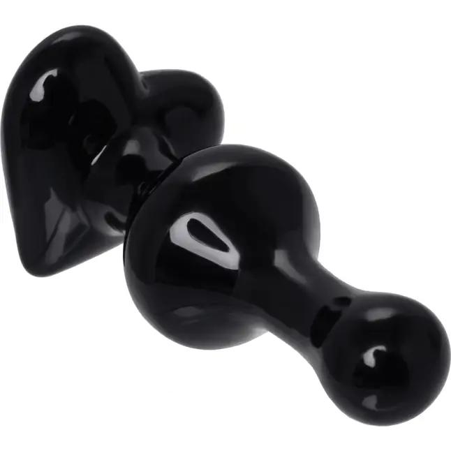 Черная фигурная анальная втулка - 9,8 см - Sexus Glass. Фотография 6.