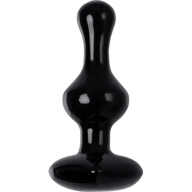 Черная фигурная анальная втулка - 9,8 см - Sexus Glass