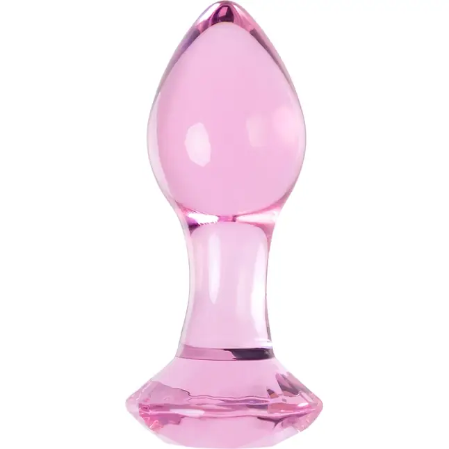 Розовая анальная втулка из стекла - 8,5 см - Sexus Glass