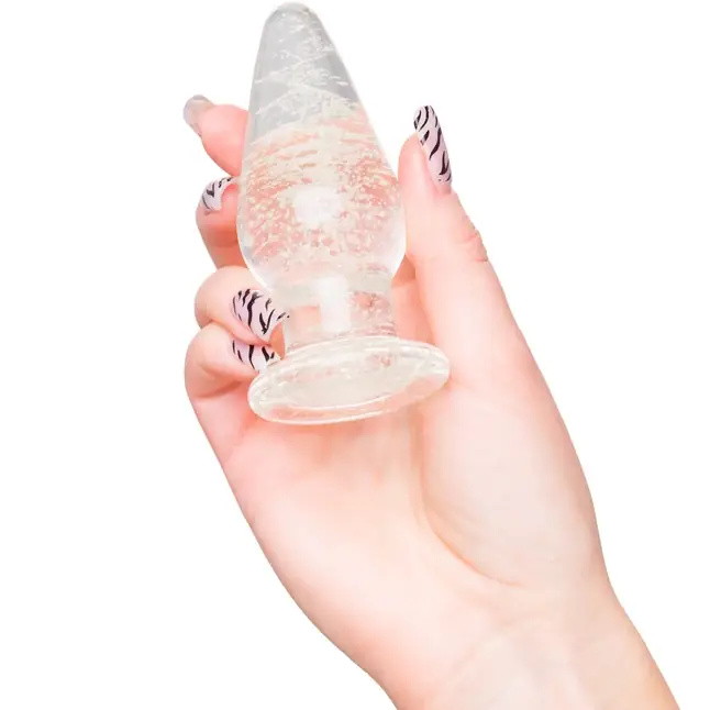 Прозрачная, светящаяся в темноте анальная втулка - 9,8 см - Sexus Glass. Фотография 3.