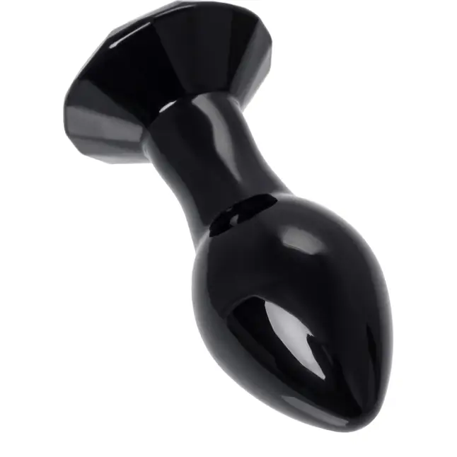 Черная стеклянная анальная втулка - 8,5 см - Sexus Glass. Фотография 5.