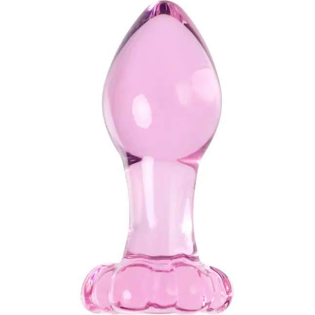 Розовая анальная втулка из стекла - 8,3 см - Sexus Glass