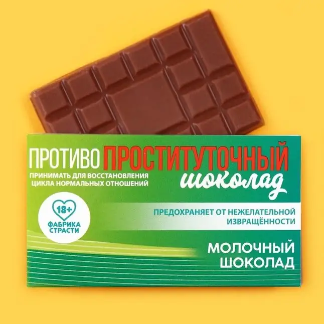 Молочный шоколад «Противопроституточный» - 27 гр - Фабрика страсти
