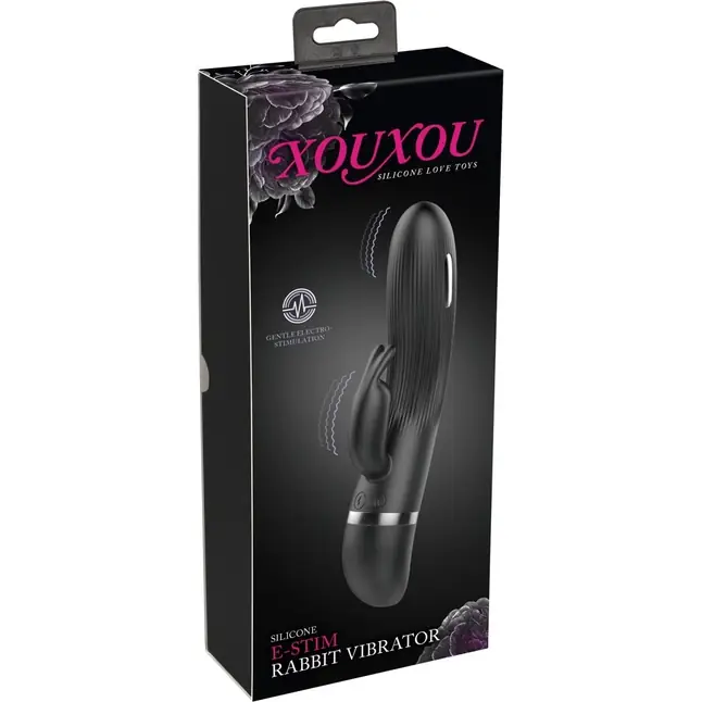 Черный вибратор-кролик с электростимуляцией E-Stim Rabbit Vibrator - 19,3 см. Фотография 9.