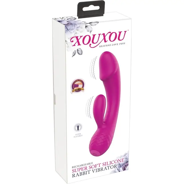 Лиловый вибратор-кролик Super Soft Silicone Rabbit Vibrator - 17,7 см. Фотография 11.