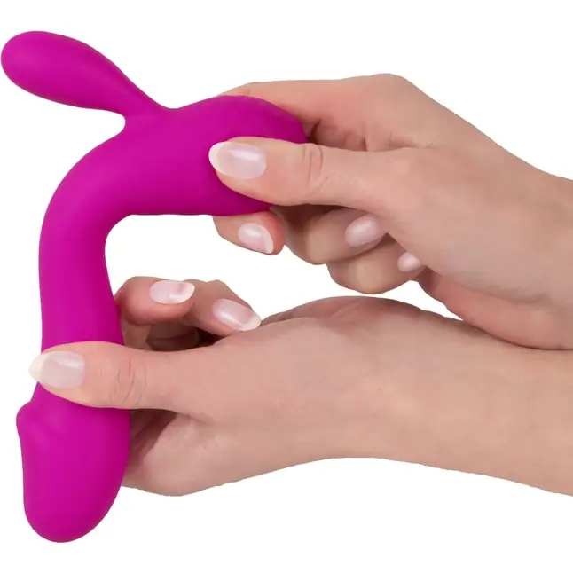 Лиловый вибратор-кролик Super Soft Silicone Rabbit Vibrator - 17,7 см. Фотография 3.