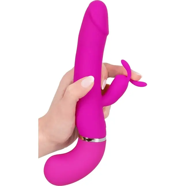 Лиловый вибратор-кролик с функцией сквирта Cumshot Rabbit Vibrator - 24 см. Фотография 2.