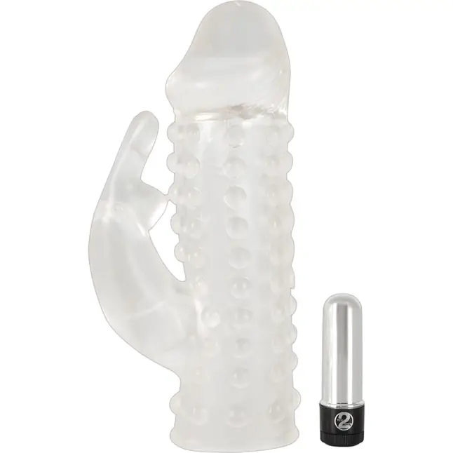 Насадка на пенис с клиторальным вибростимулятором Vibrating XTension with Clit-Rabbit - 17 см - You2Toys. Фотография 3.