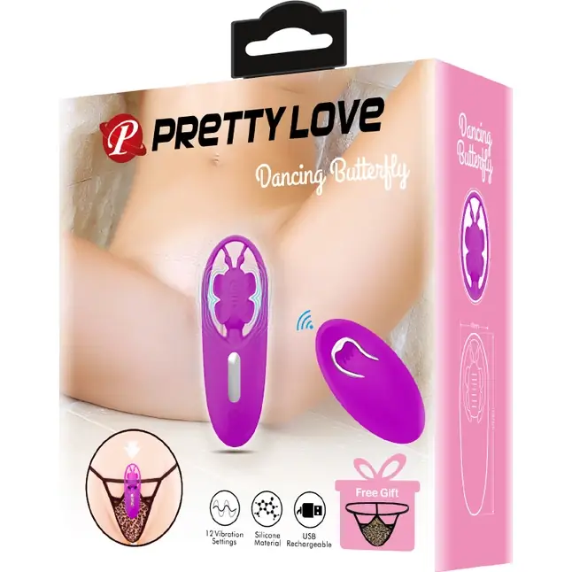 Лиловая вибровкладка в трусики Dancing Butterfly - Pretty Love. Фотография 2.