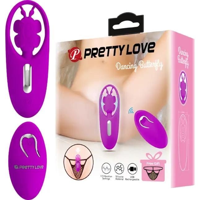 Лиловая вибровкладка в трусики Dancing Butterfly - Pretty Love. Фотография 5.