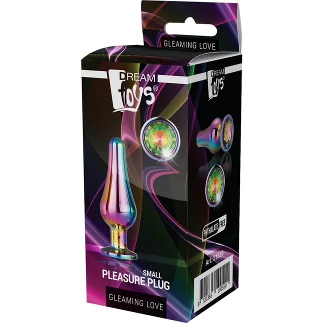 Радужная анальная пробка с кристаллом Coloured Pleasure Plug S - 9 см - Gleaming Love. Фотография 2.