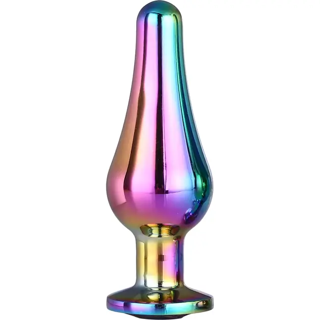 Радужная анальная пробка с кристаллом Coloured Pleasure Plug S - 9 см - Gleaming Love. Фотография 3.