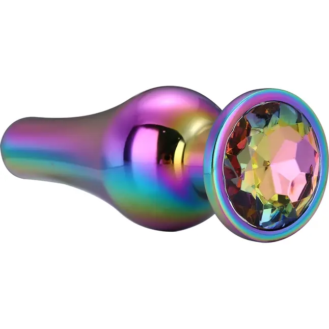 Радужная анальная пробка с кристаллом Coloured Pleasure Plug S - 9 см - Gleaming Love. Фотография 4.