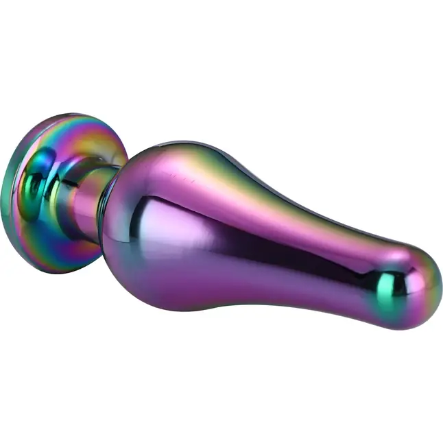 Радужная анальная пробка с кристаллом Coloured Pleasure Plug S - 9 см - Gleaming Love. Фотография 5.